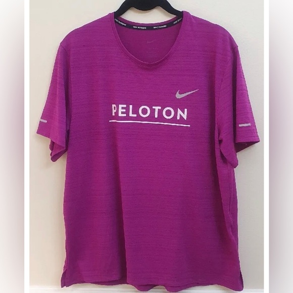Nike x Peloton Dri-Fit XL women’s magenta short sleeve workout shirt NWT - Picture 1 of 6